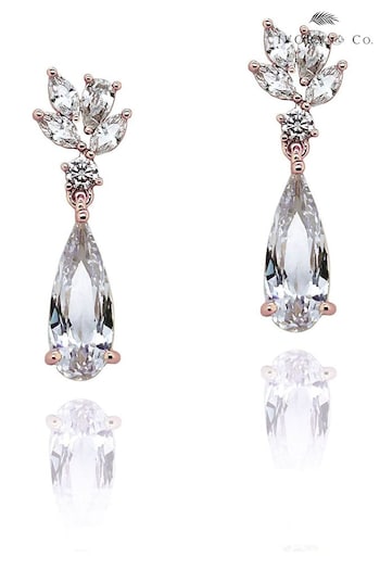 Ivory & Co Rose Gold Harrogate Classic Crystal Drop Earrings (251293) | £40