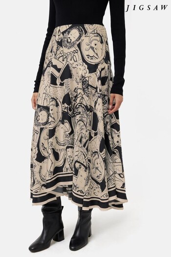 Jigsaw Kings and Queens Silk Black Skirt (251357) | £250