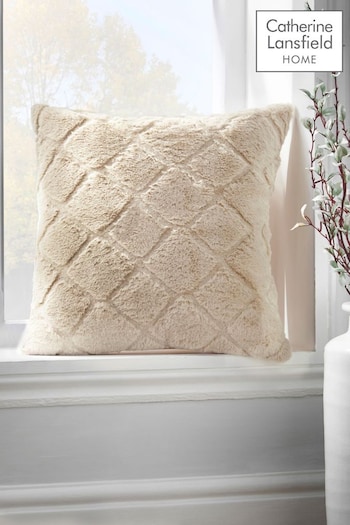 Catherine Lansfield Natural Cosy and Soft Diamond Cushion (251835) | £16