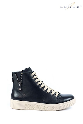 Lunar Danube Laceup Leather Black Boots (252005) | £85