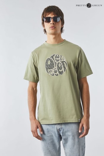 Pretty Green Shining Geo Applique Logo T-Shirt (252345) | £50