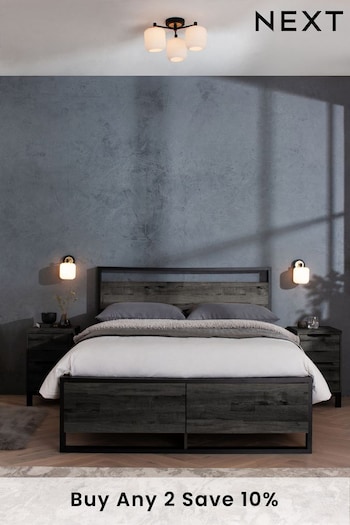 Black Oak Effect Axel Wooden Drawer Storage Bed Frame (252917) | £599 - £699