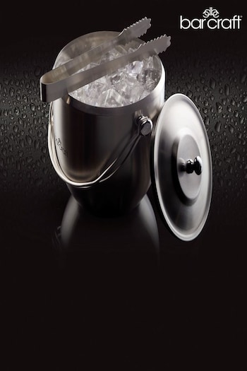 Barcraft Grey Ice Bucket With Lid And Tongs (253411) | £36