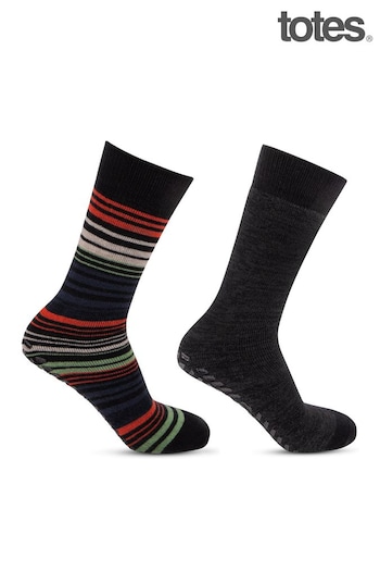 Totes Black Mens Toasties Original Slipper Socks Pack Of 2 (253458) | £14