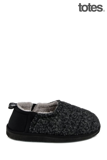 Totes Black Mens Quilted Full Back Slipper Clogs With EVA Sole (253649) | £30