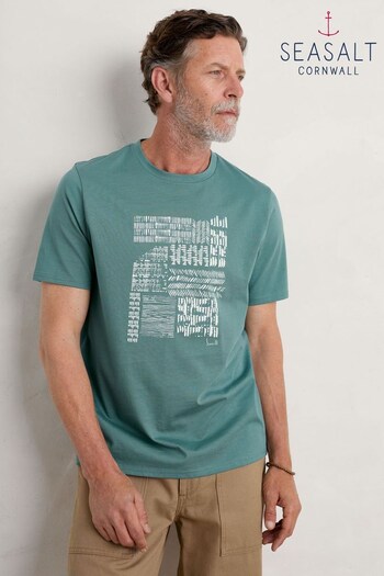 Seasalt Green Cornwall Mens Midwatch Organic Cotton T-Shirt (253941) | £30
