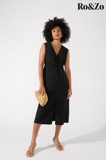 Ro&Zo Knot Front Short Black Dress (254407) | £89