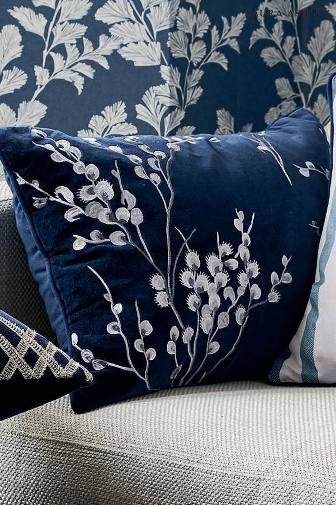 Navy floral pillows sales
