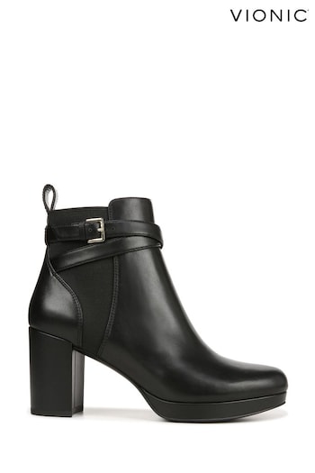 Vionic Nella Leather Ankle Black Femme Boots (254580) | £190
