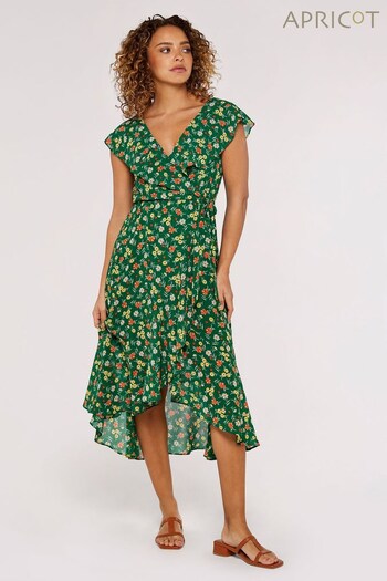Apricot Green Multi Floral Ruffle Detail Midi Dress (254640) | £35