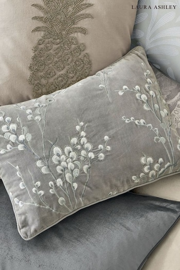 Laura Ashley Steel Grey Rectangle Pussy Willow Cushion (254822) | £55