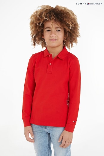 Tommy Hilfiger Kids Red Essential Long Sleeve Polo lighters Shirt (255218) | £40 - £50