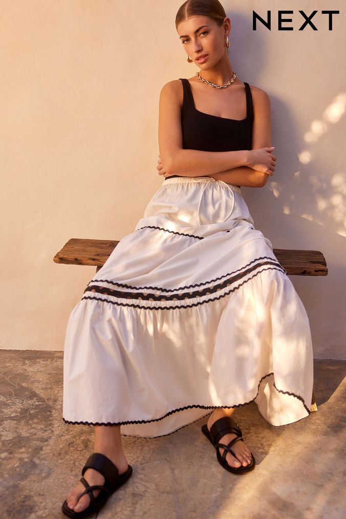 White colour long skirt sales