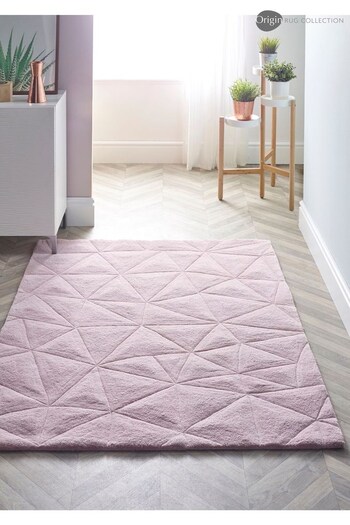 Origins Pink Textured Wool Triangles Rug (255265) | £215 - £385