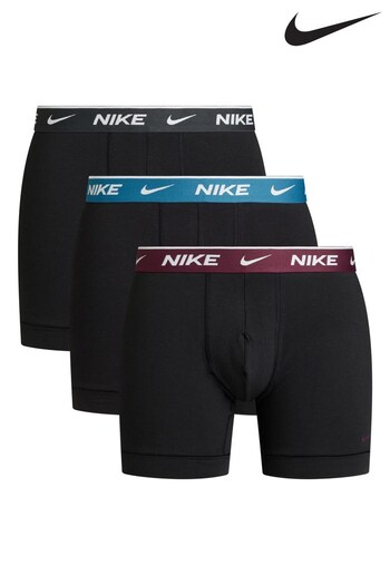 Nike Black Mens Underwear Everyday Cotton Stretch Boxer Briefs 3 Pack (255430) | £32