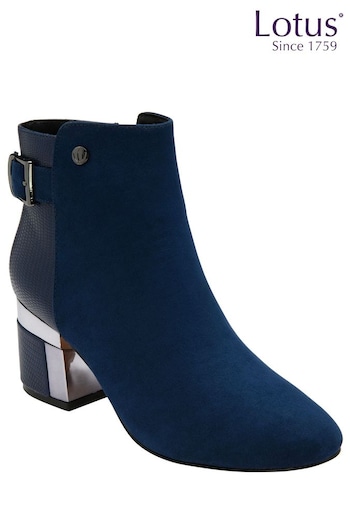 Lotus Navy Blue Heeled Ankle Boots (255510) | £70
