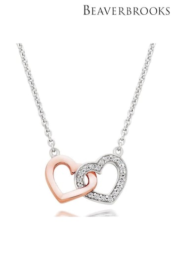 Beaverbrooks Cubic Zirconia Double Heart Necklace (256042) | £69