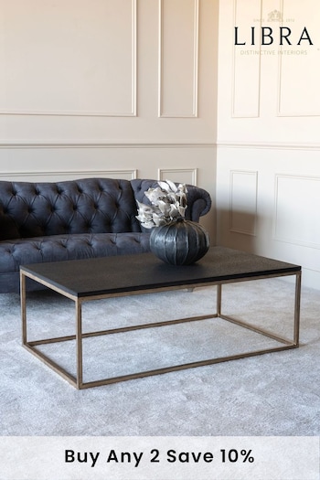 Libra Interiors Gold Kirkstone Small Coffee Table with Galaxy Slate Top (256049) | £890