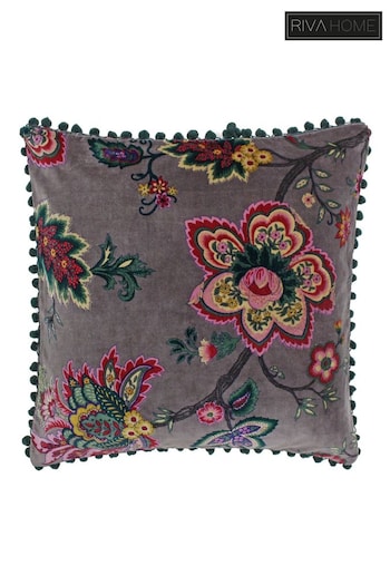 Riva Paoletti Mink Grey Palampur Floral Polyester Filled Cushion (256101) | £24