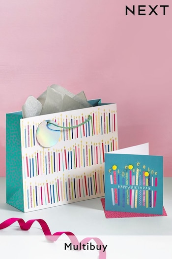 Teal Blue Candle Gift Bag Duffel and Card Set (256230) | £4.50