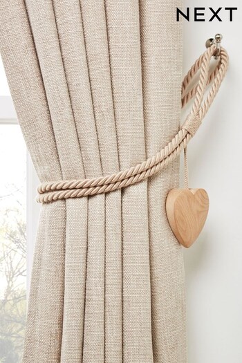Set of 2 Natural Wooden Heart Curtain Tie Backs (256285) | £18