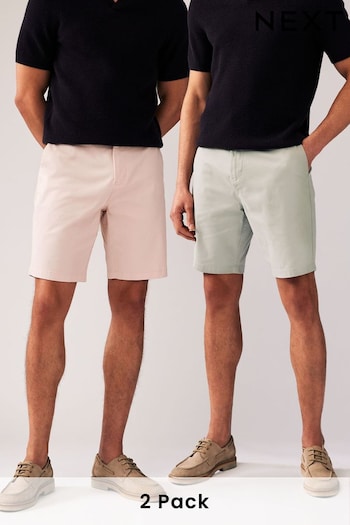 Green/Pink Straight Fit Stretch Chinos Shorts detailed 2 Pack (256560) | £36