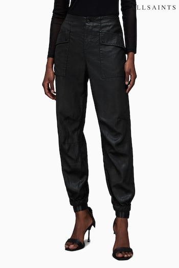 AllSaints Black Coated Frieda Trousers (2565Z9) | £129