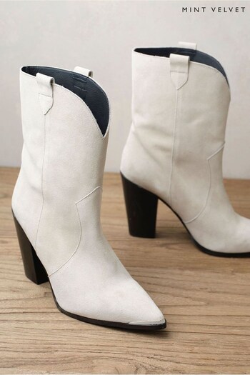 Mint Velvet Cream Cleo Cowboy Boots (256894) | £169