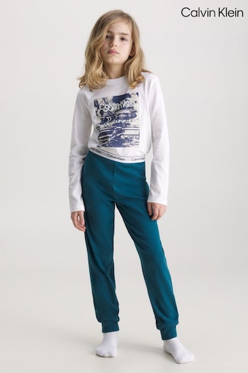Calvin nero Klein Kids Modern Cotton Knit White Pyjamas Set (256956) | £50