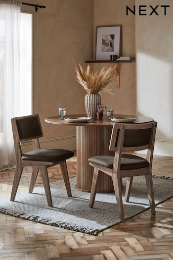 Set of 2 Monza Faux Leather Peppercorn Dark Brown Abe Dining Chairs (257300) | £340