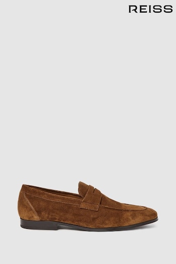 Reiss Tan Bray Suede Slip On Loafers (257848) | £178
