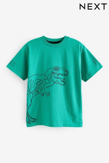 Green Linear Dino Relaxed Fit Short Sleeve Graphic T-Shirt (3-16yrs) (258101) | £6 - £9