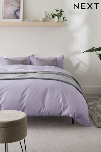 Lilac Purple Easy Care Polycotton Plain Duvet Cover and Pillowcase Set (258359) | £10 - £27