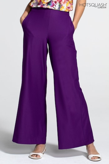 HotSquash Purple Luxe-Lounge Wide Leg Crepe Trousers (258401) | £68