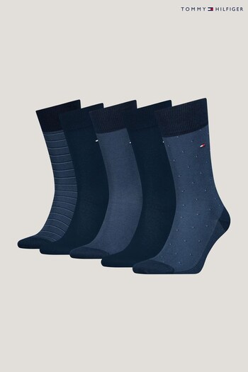 Tommy tie Hilfiger Mens Blue Socks Giftbox 5 Pack (258430) | £35