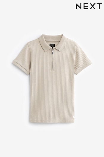 Stone Textured Short Sleeve Printed Polo Shirt (3-16yrs) (258579) | £12 - £17