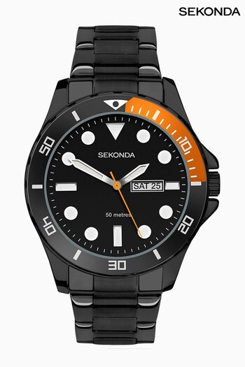 Sekonda Mens Balearic Stainless Steel Bracelet Black Watch (258942) | £60