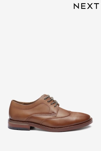 Tan Brown School Leather Wing Cap Lace-Up Shoes (259126) | £30 - £37