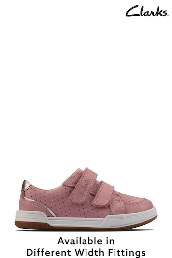 Clarks Light Pink Multi Fit Leather Fawn Solo T Shoes (259194) | £44 - £46
