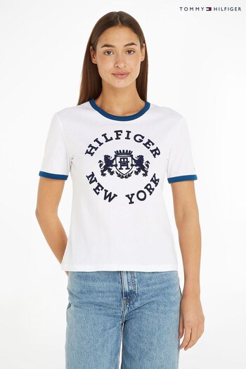 Tommy AW0AW13144 Hilfiger Varsity Logo White T-Shirt (259291) | £65