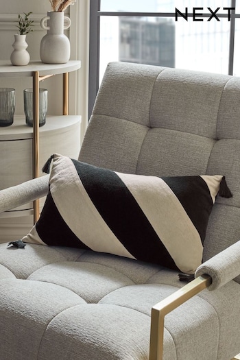 Monochrome Vertical Velvet Stripe Cushion (259357) | £18