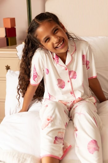 Minijammies Cream Shell Printed Jersey Short Sleeve Pyjamas Set (260071) | £25