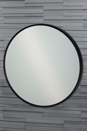 Showerdrape Black Portobello Round Metal Framed Bathroom Mirror (260172) | £54.50