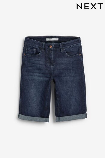 Dark Blue Denim Knee Shorts embroidered (260284) | £24
