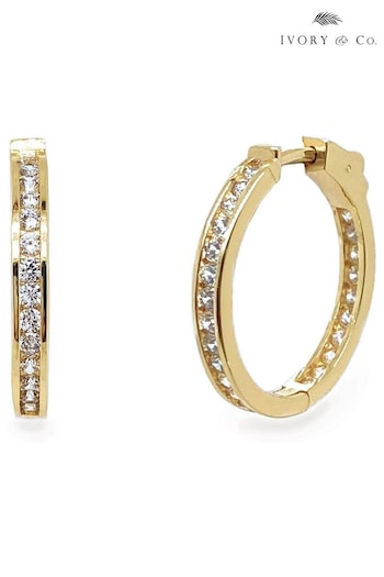 Ivory & Co Gold Copenhagen And Crystal Hoop Earrings (260323) | £40