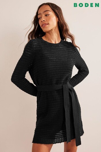 Boden Black Crochet Knit Dress (260508) | £110