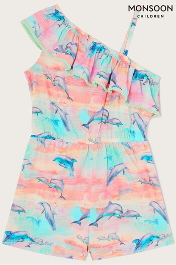 Monsoon Pink Beach Dolphin WWF-UK Collaboration Playsuit (260841) | £22 - £26