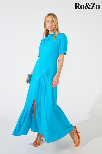 Ro&Zo Blue Scarlett Twist Neck Dress (261304) | £159