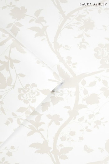 Laura Ashley White Oriental Garden Pearlescent Wallpaper Wallpaper (261611) | £48