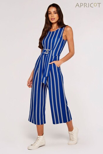 Apricot Blue Stripe Self Tie Waist Jumpsuit (261803) | £29